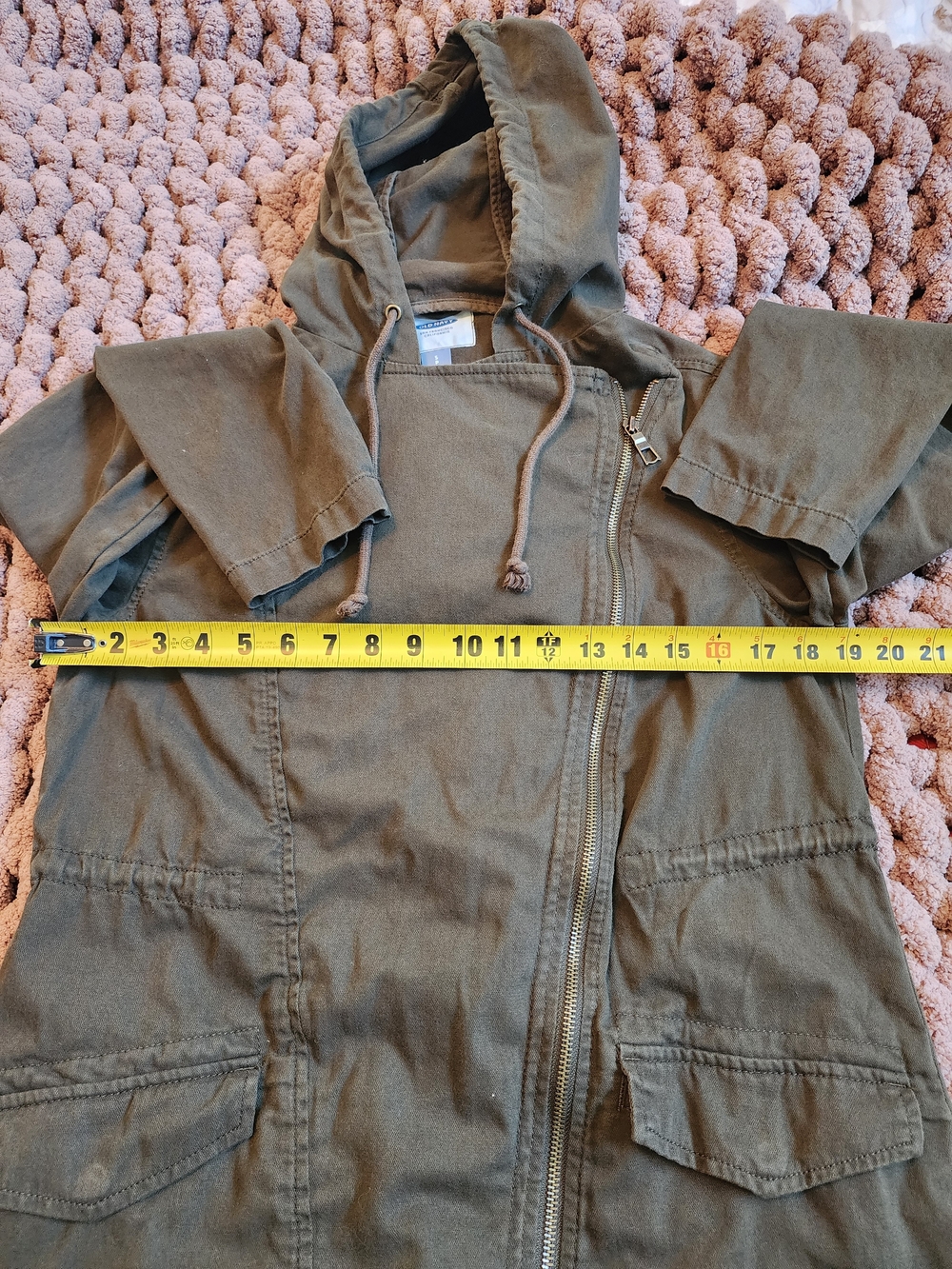 Old Navy Olive Green Hooded Utility Anorak Jacket With Pockets - Picture 6 of 9